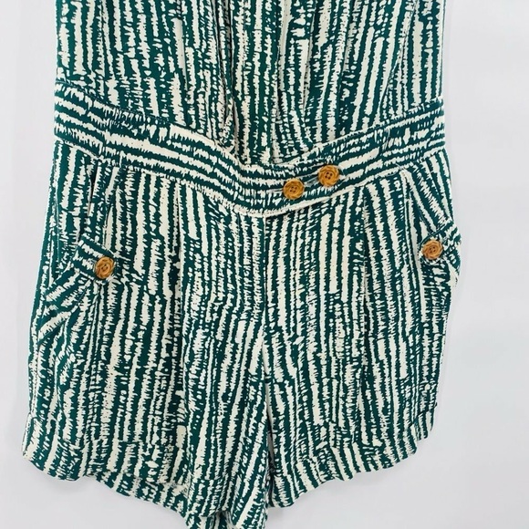 Anthropologie Ett Twa Safari Green Short Romper  Short-all Outfit Sz 4 - Picture 5 of 9